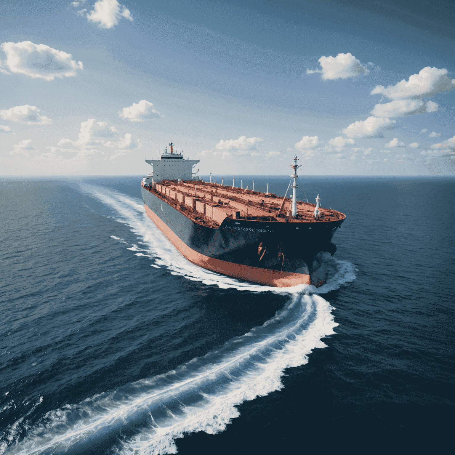 Massive oil tanker ship navigating through open ocean waters, emphasizing its scale and importance in global oil transportation